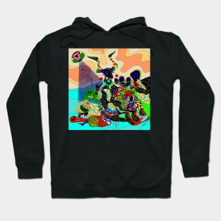 the goat monster with witches magical painting ecopop art Hoodie